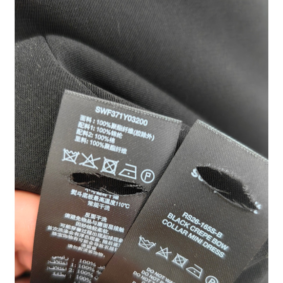 Self-Portrait Black Crepe Bow Collar Midi Dress US 4 - Picture 10 of 11